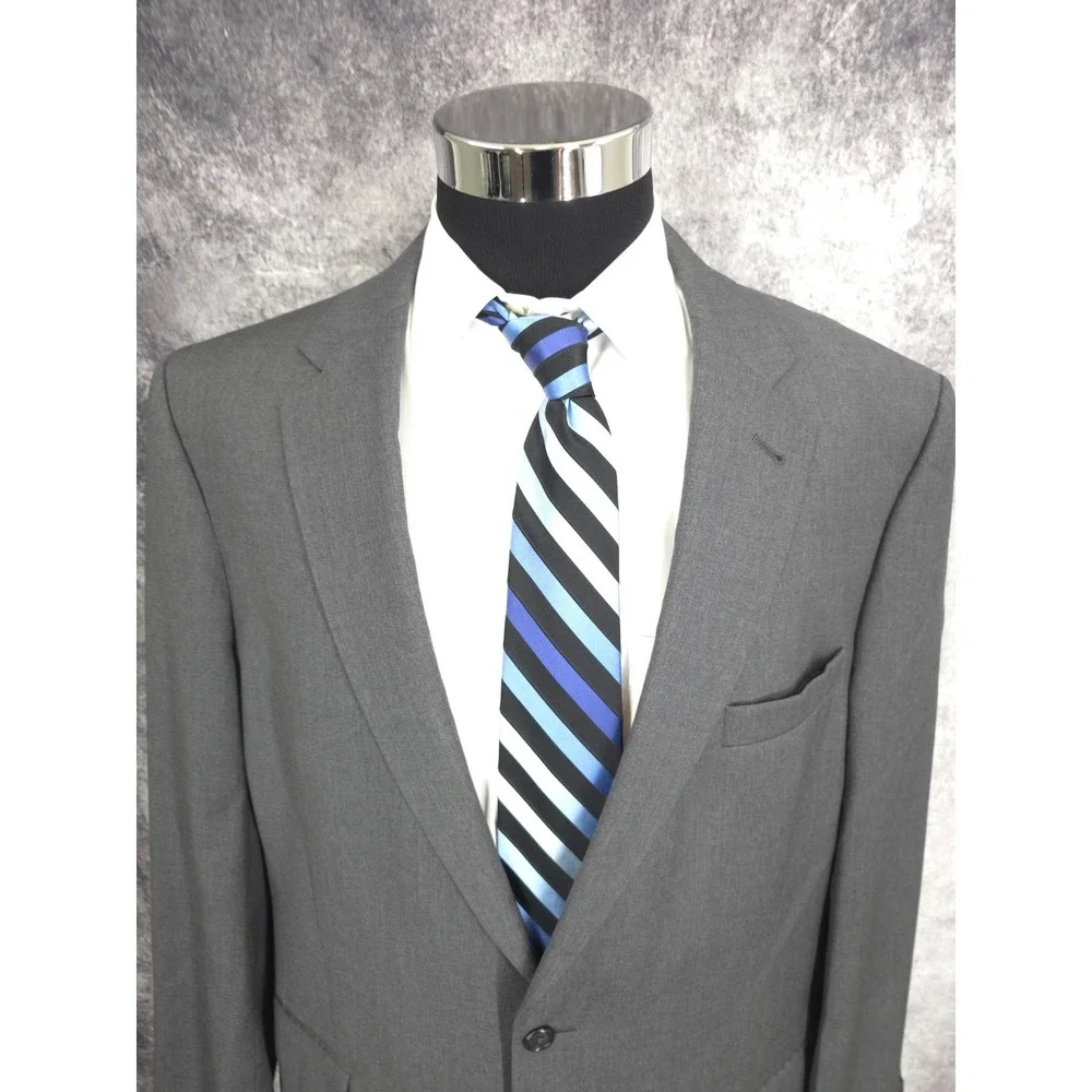 Jos A Bank Blazer Jacket Mens 46L Gray‎ 2 Buttons Wool Sports Coat Vented
